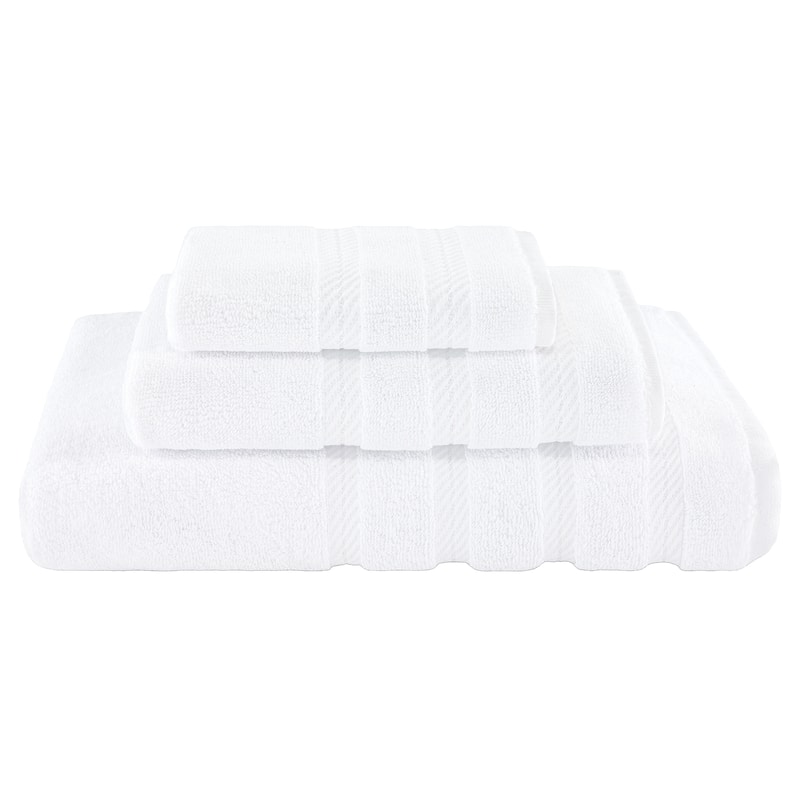 American Soft Linen 3 Piece, 100% Genuine Turkish Cotton Premium & Luxury Towels Bathroom Sets - Bright White