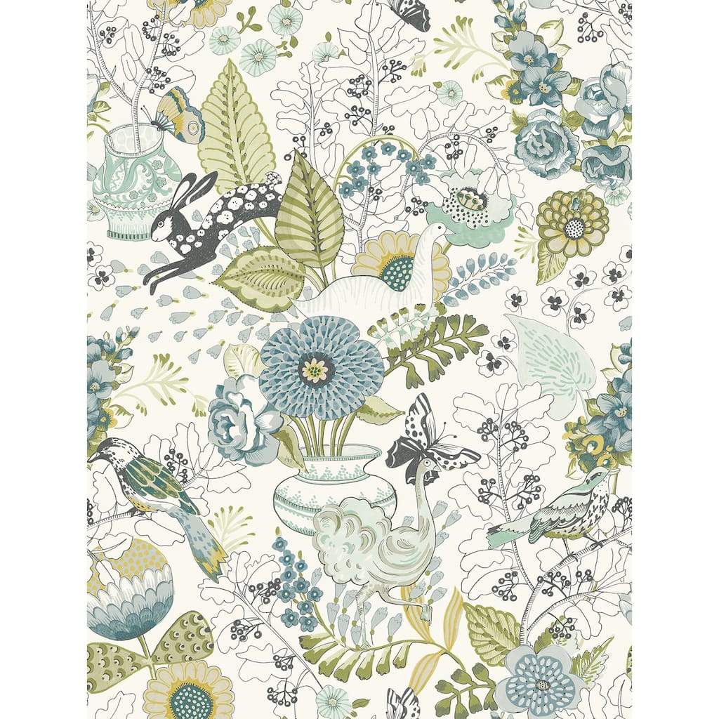 A-Street Prints Whimsy Green Fauna Wallpaper