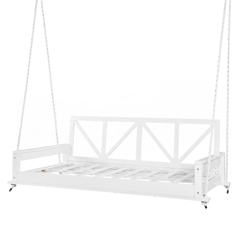 Acacia Wood Twin Size Patio Swing Bed