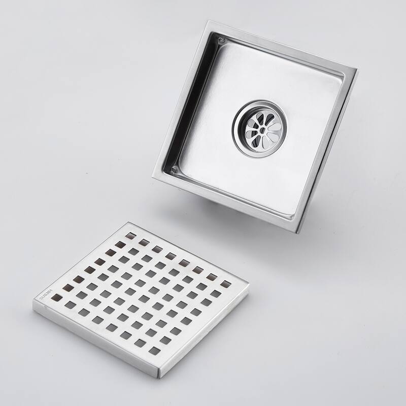 Topcraft 6-Inch Stainless Steel Square Floor Drain