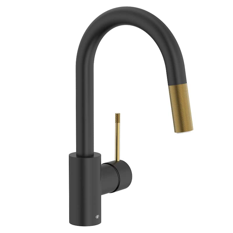 DXV D35404410 Etre 1.8 GPM Single Hole Pull Down Faucet - Matte Black/Satin Brass