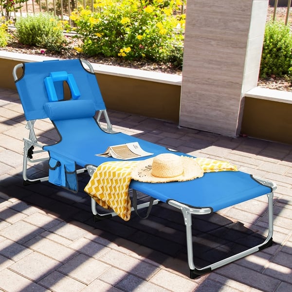 Outdoor Chaise Folding Beach Chaise Lounge Gymax Portable Beach