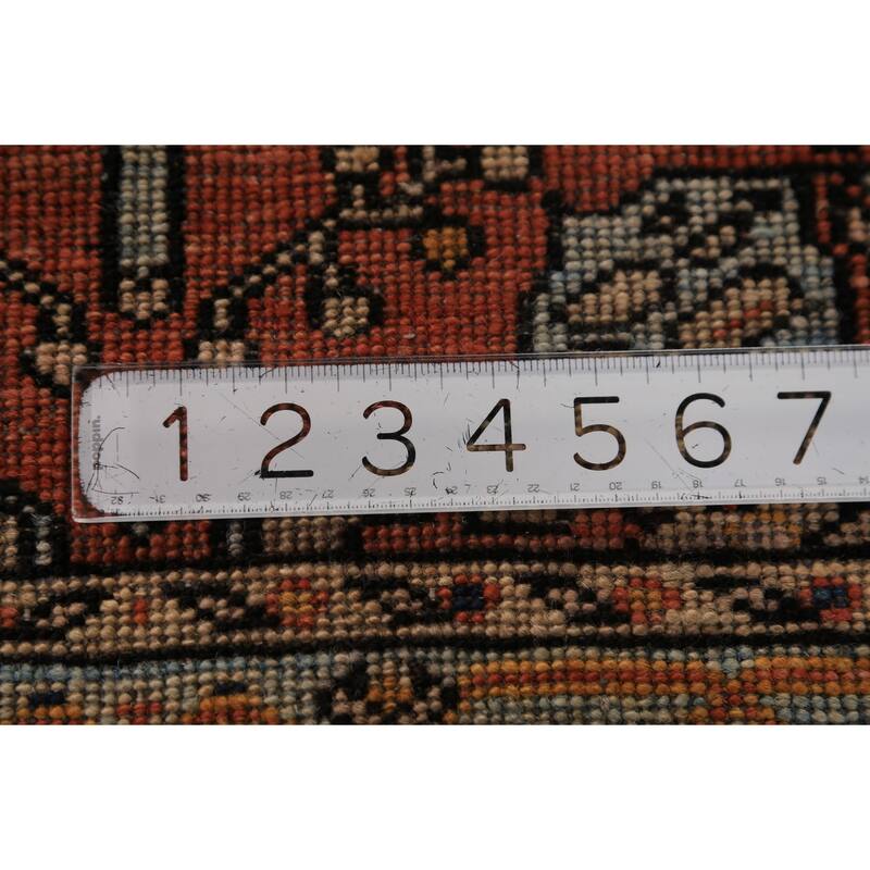 Orange Heriz Serapi Vegetable Dye Accent Rug Handmade Wool Carpet - 3'2"x 4'8"