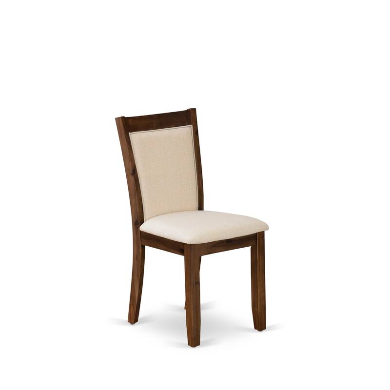 East West Furniture Dining Set- a Rectangle Dining Room Table and Light Beige Linen Fabric Chairs, (Pieces & Finish Options)