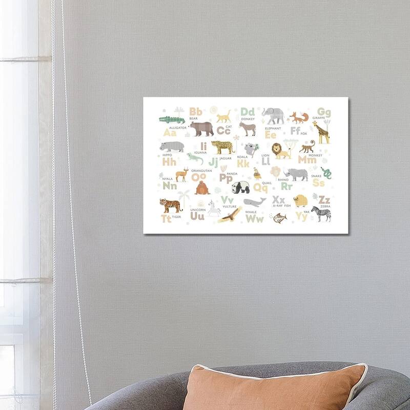 iCanvas "Safari Alphabet Nursery Decor" by PaperPaintPixels Canvas Print - 18x26x1.5