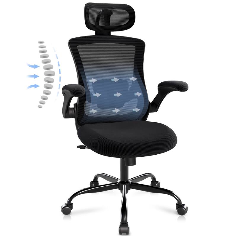 Ergonomic Office Chair with Lumbar Support & Headrest, Swivel, BIFMA Certified, Black