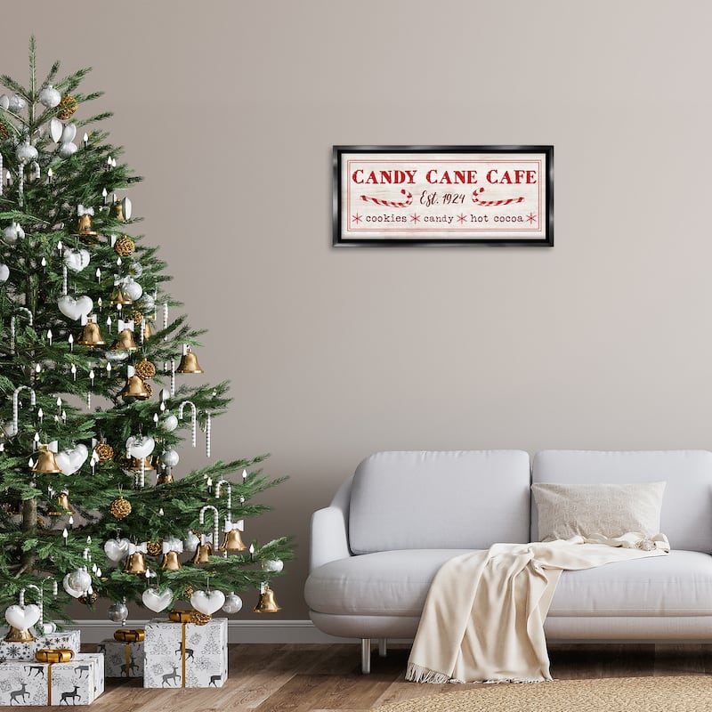 Stupell Vintage Candy Cane Cafe Framed Floater Canvas Wall Art Design By Dogwood Portfolio