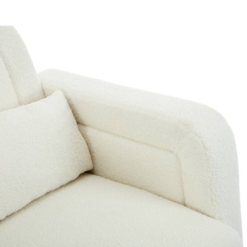 Accent Rocking Chair with Curved Back & Pillow, Ultimate Comfort for Your Home, Teddy Velvet, Cream White
