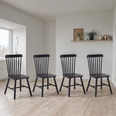Modern Solid Wood Dining Chairs with Curved Backrests (Set of 4)