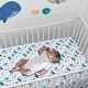 preview thumbnail 2 of 2, Bedtime Originals Whales Tale White/Blue Ocean/Nautical Baby Fitted Crib Sheet