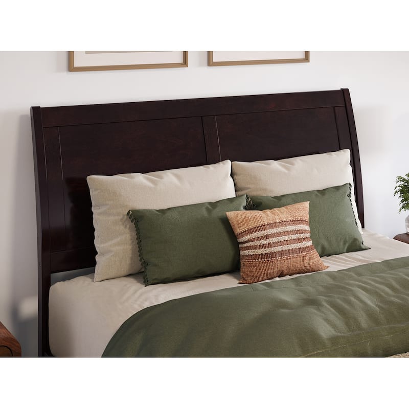 Valencia Solid Wood Low Profile Sleigh Platform Bed with Matching Footboard
