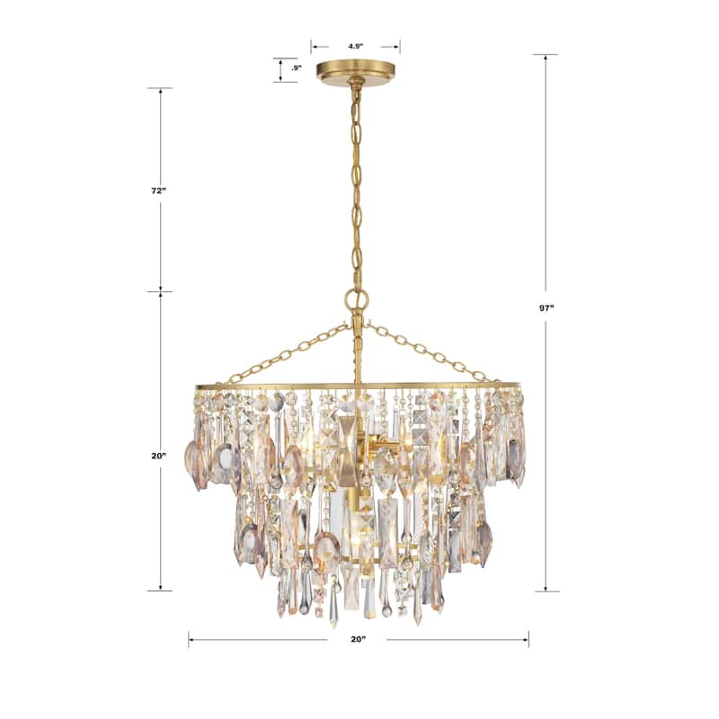 Elsa 3 Light Antique Gold Pendant - 20"W x 20"H x 20"D