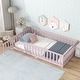 preview thumbnail 16 of 22, Rubber Wood Floor Bed with Fence and Door,Twin Size