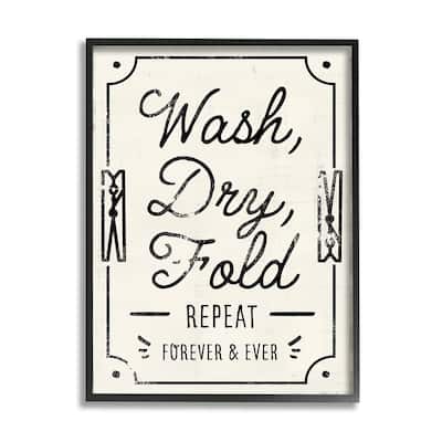 Stupell Charming Retro Laundry Wash Dry Fold Repeat Framed Wall Art
