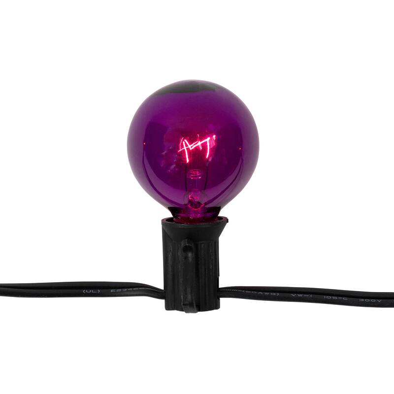 G40 Globe Christmas Lights - Orange and Purple - 9' Black Wire - 10ct