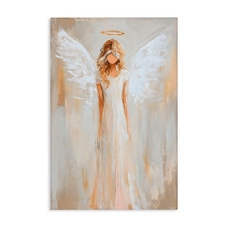Stupell Divine White Robe Angel Canvas Wall Art Design By Petal Prints Design