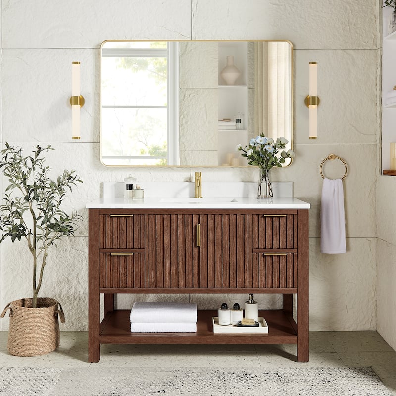 Tehran Bath Vanity with Composite Stone Top without Mirror