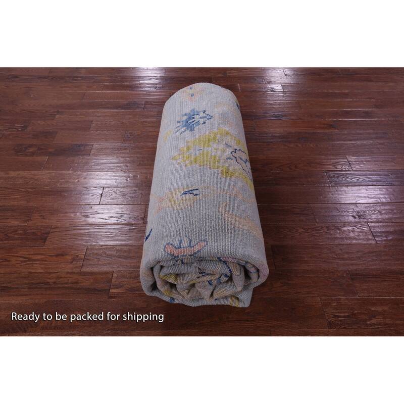 Golden Nile Light Blue Turkish Oushak Hand Knotted Wool Rug - 9' 10" X 13' 11"