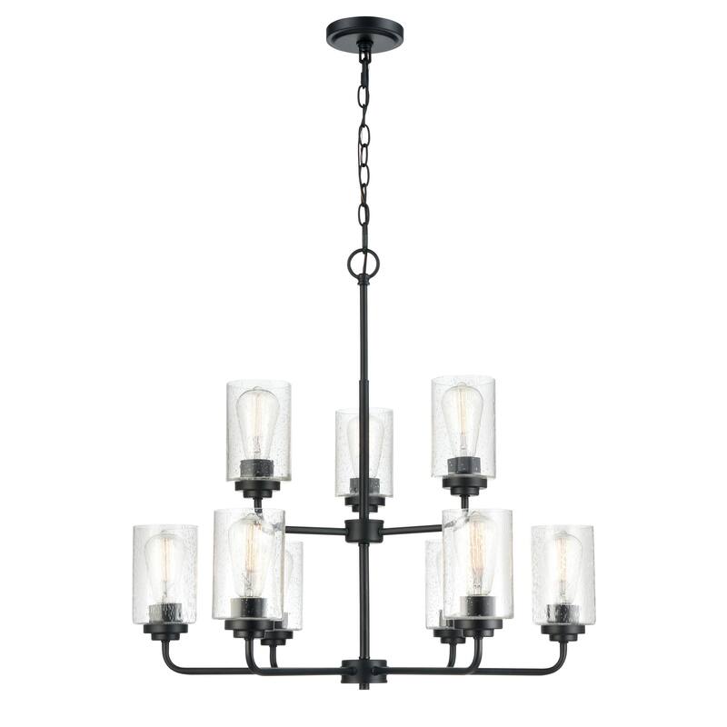 Millennium Lighting Moven 9 Light Chandelier in Multiple Finishes with Seeded Glass Shades