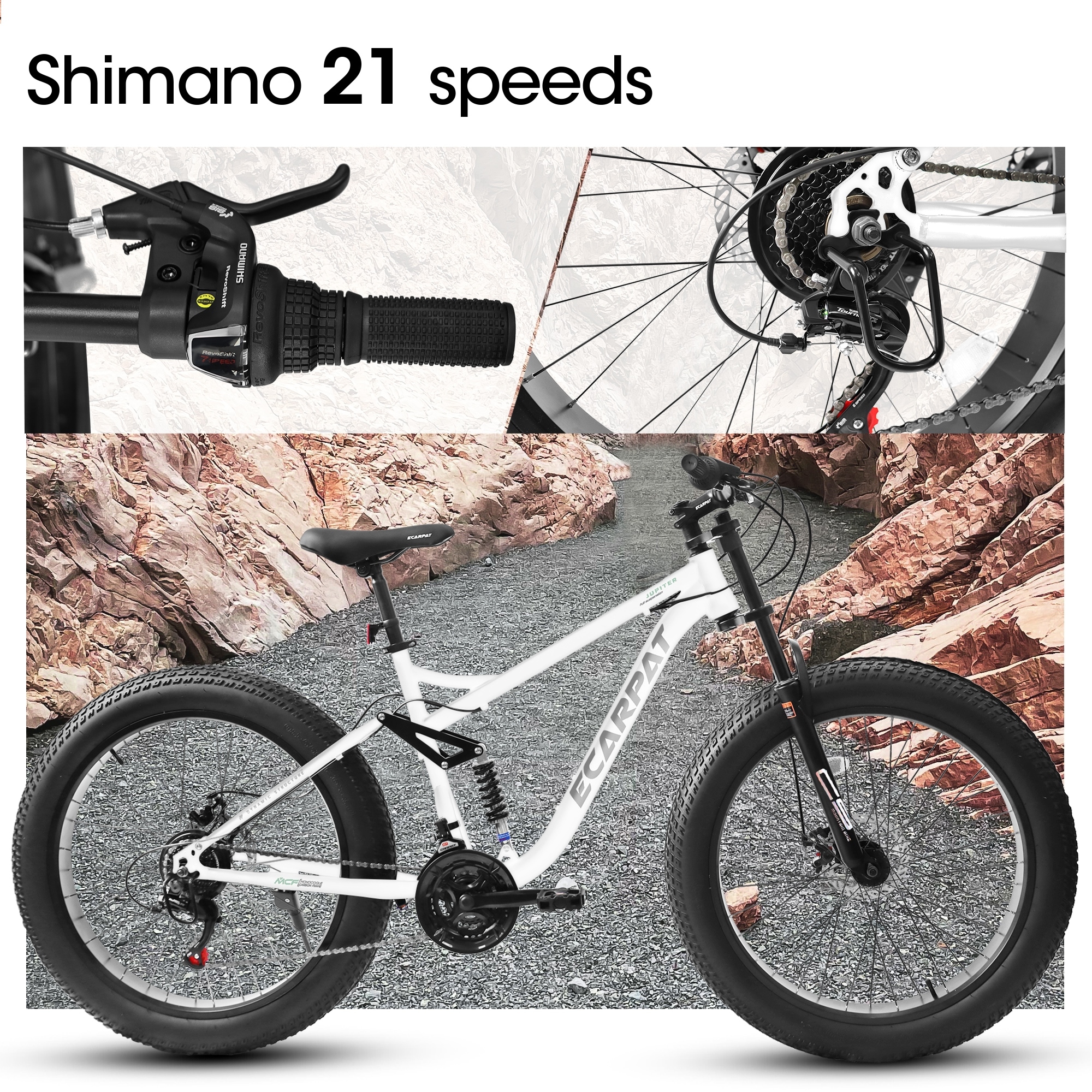 26 Inch Full Suspension Fat Tire Mountain Bike with 21 Speed