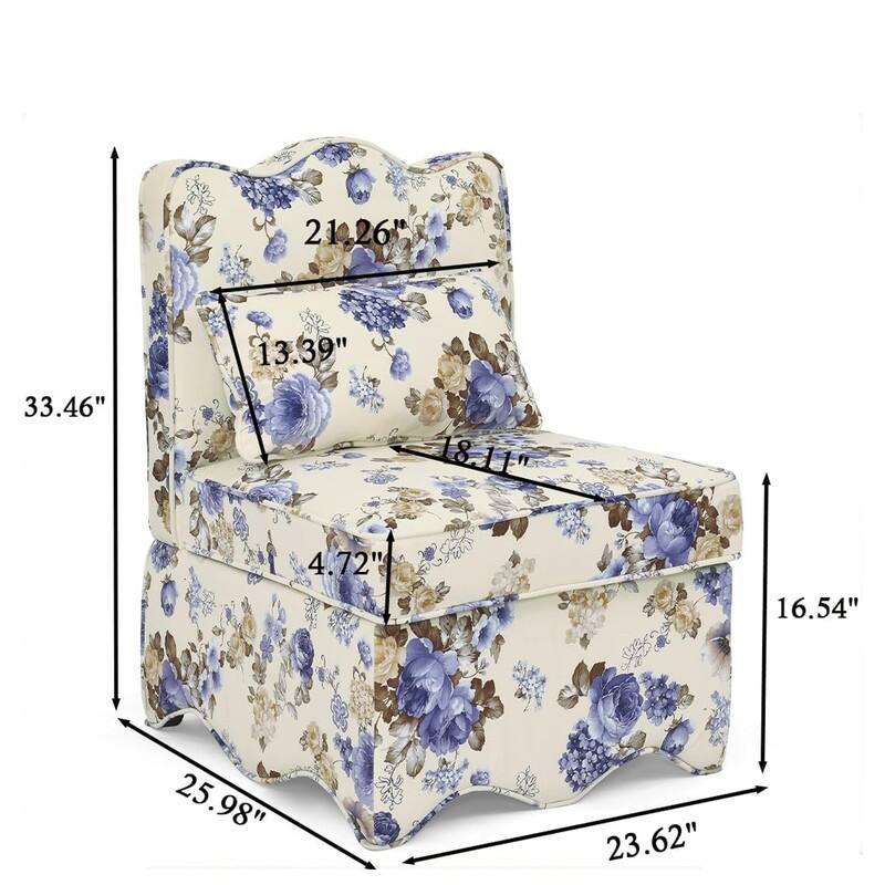 Upholstered Single Sofa Lounge Chair with Floral Pattern,Soft seat cushion and backrest,Armless Accent Chair