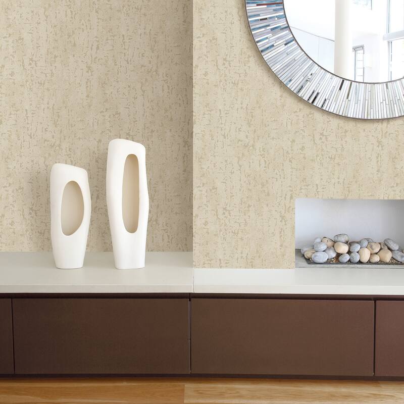 A-Street Prints Malawi Beige Leather Texture Wallpaper