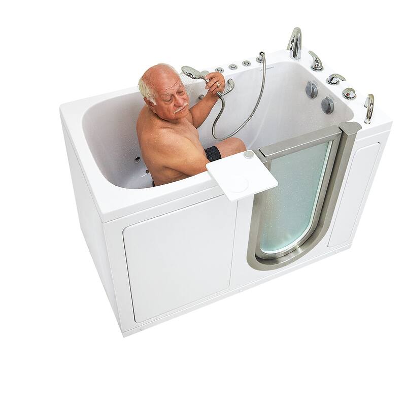 Ella Deluxe 30"x55" Acrylic Air and Hydro Massage Walk-In Bathtub, Inward Swing Door, 5 Piece Fast Fill Faucet, 2" Dual Drain