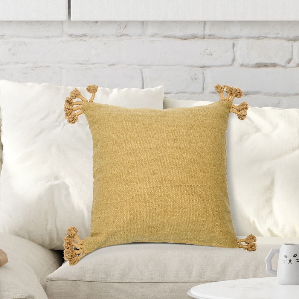 Square Canvas Pillow Cover with Tassels