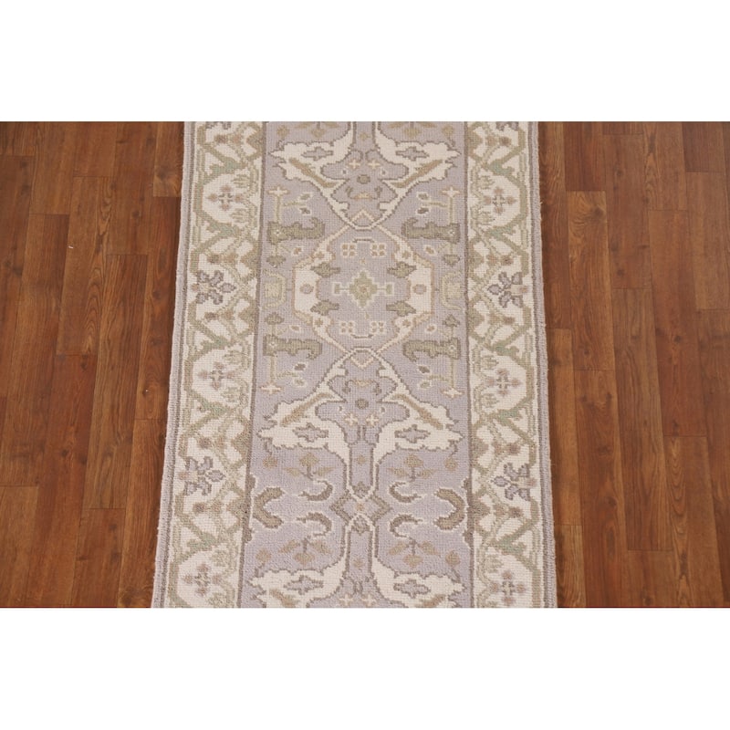 Oushak Style Runner Rug Hand-knotted Wool Carpet - 2'6"x 9'11"