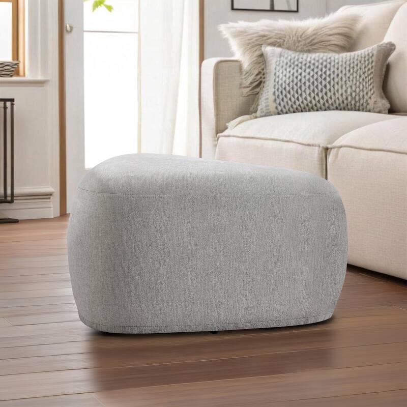 26" Footstools and Ottomans, Modern Fabric Pouf Ottoman - Light Grey