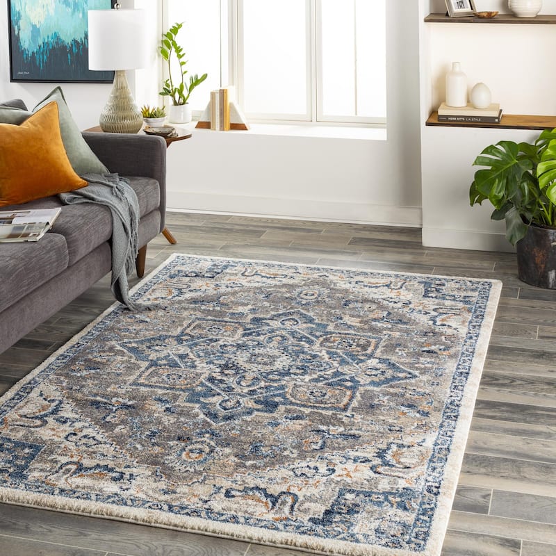 Livabliss Traditional Tuscany Medallion Area Rug - 7'10" x 7'10" Square - Blue