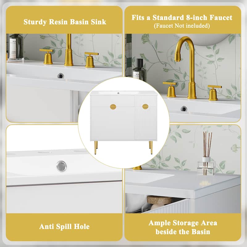 36" Modern Bathroom Vanity Set - Resin Vessel Sink & Smart Storage‌