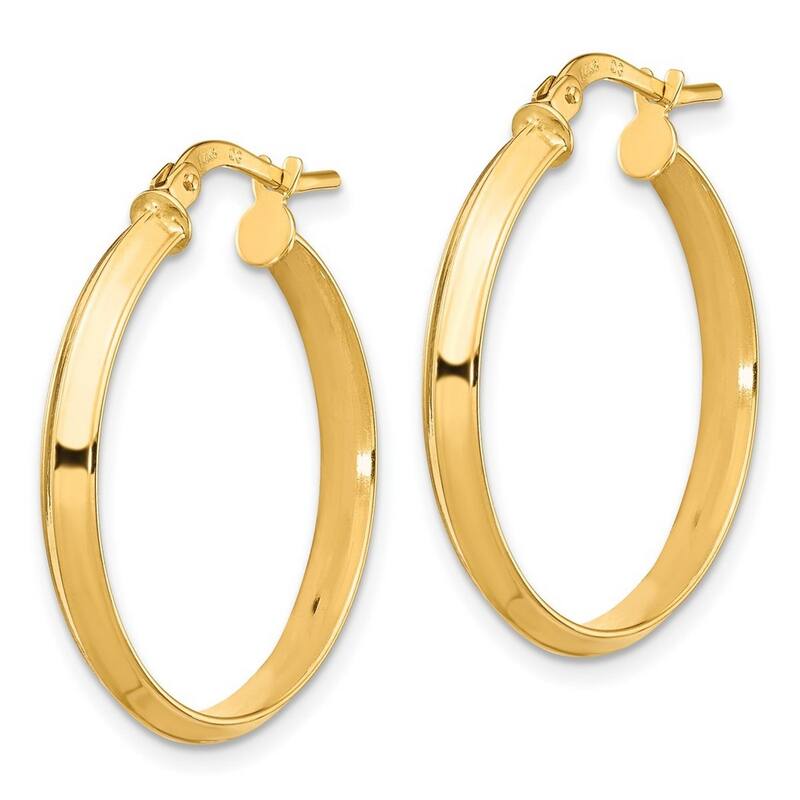 Curata 14k Polished 3mm Hoop Earrings - 3mm Thick