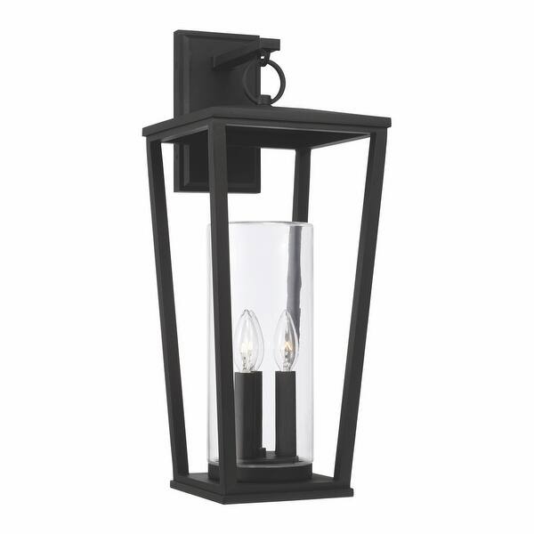 slide 2 of 15, Elliot Black Outdoor Wall Lantern w/ Clear Glass 3-light/23.75"H x 9.25"W