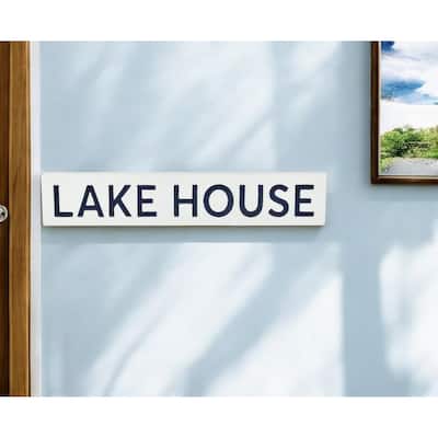 HomeRoots 5" X 24" White Lake House Metal Wall Decor