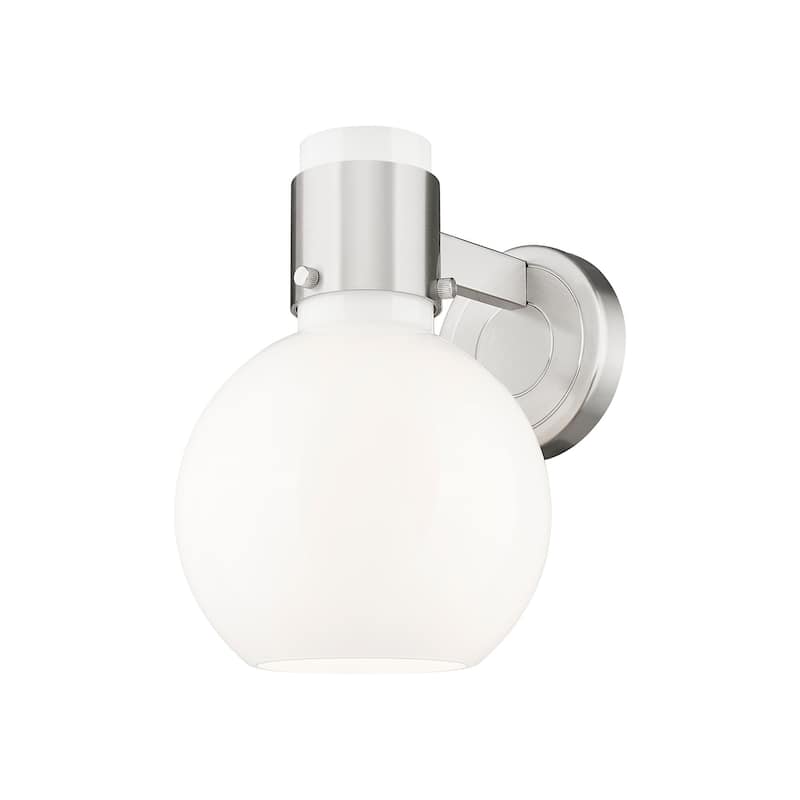 Innovations Lighting 464-1W-9-7 Lawton Sphere Sconce Lawton Sphere 9" - Brushed Satin Nickel / Gloss White