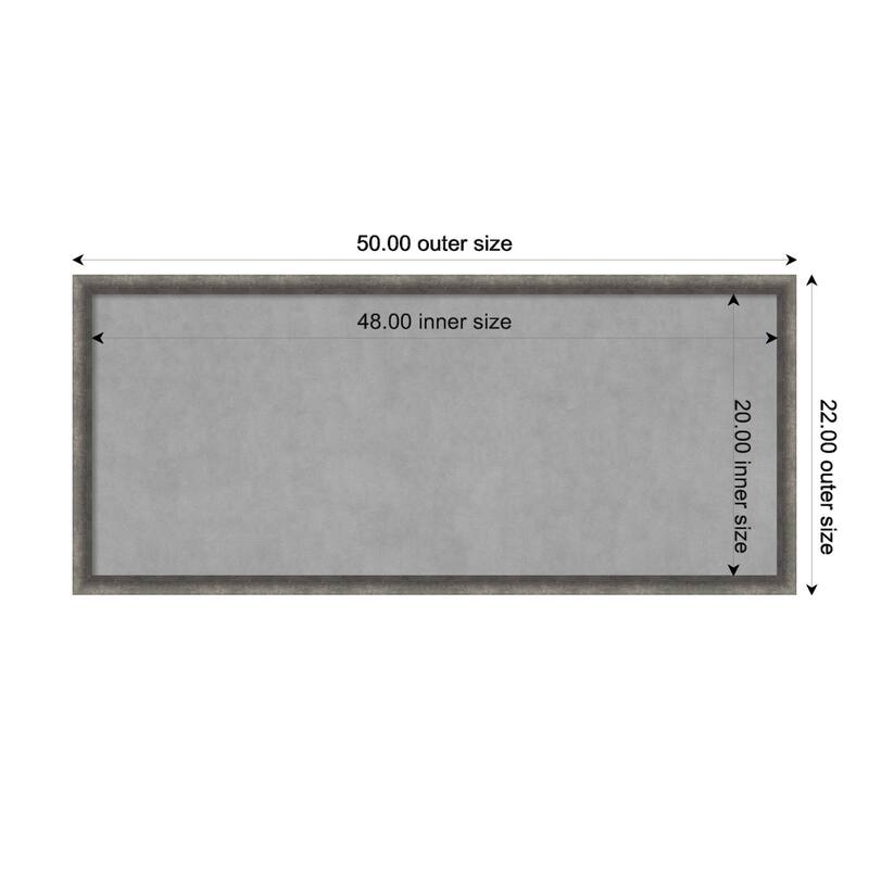 Amanti Art Burnished Concrete Narrow Framed Magnetic Board - Board Size 48x20