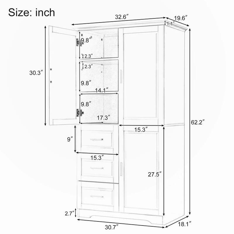 Tall and Wide Storage Cabinet for Bathroom/Office