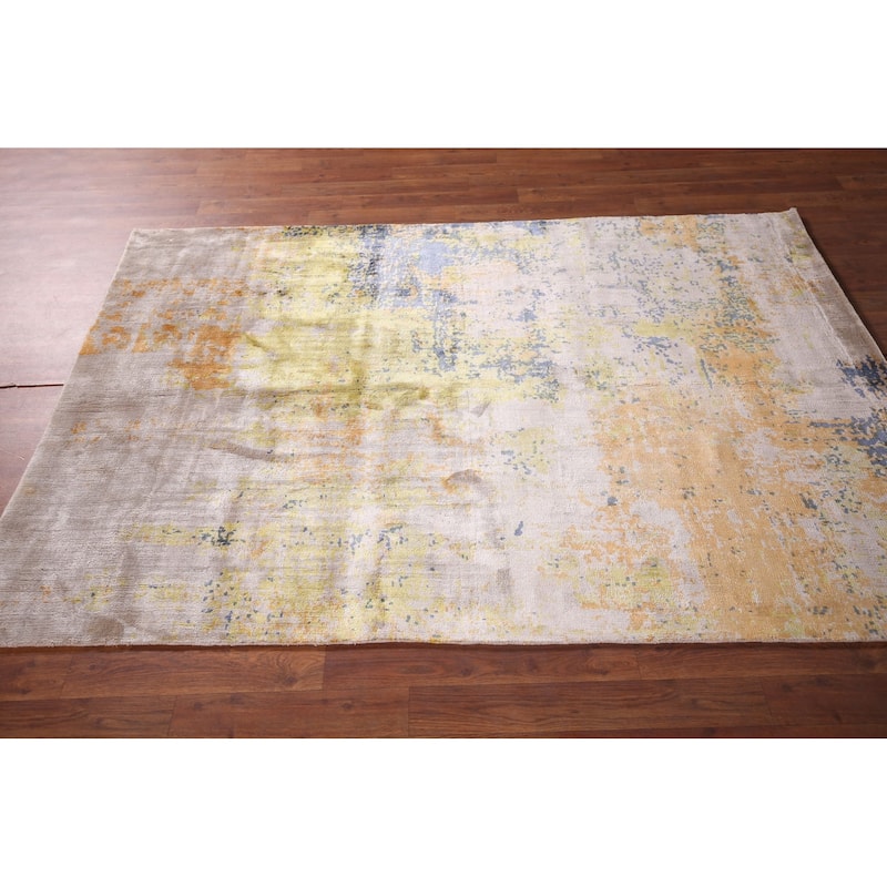 Contemporary Abstract Accent Rug Handmade Wool Carpet - 4'5" X 6'5"