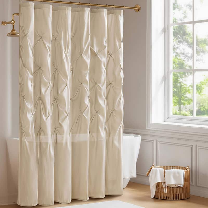 Madison Park Laurel Tufted Semi-Sheer Shower Curtain - 72x72" - Ivory