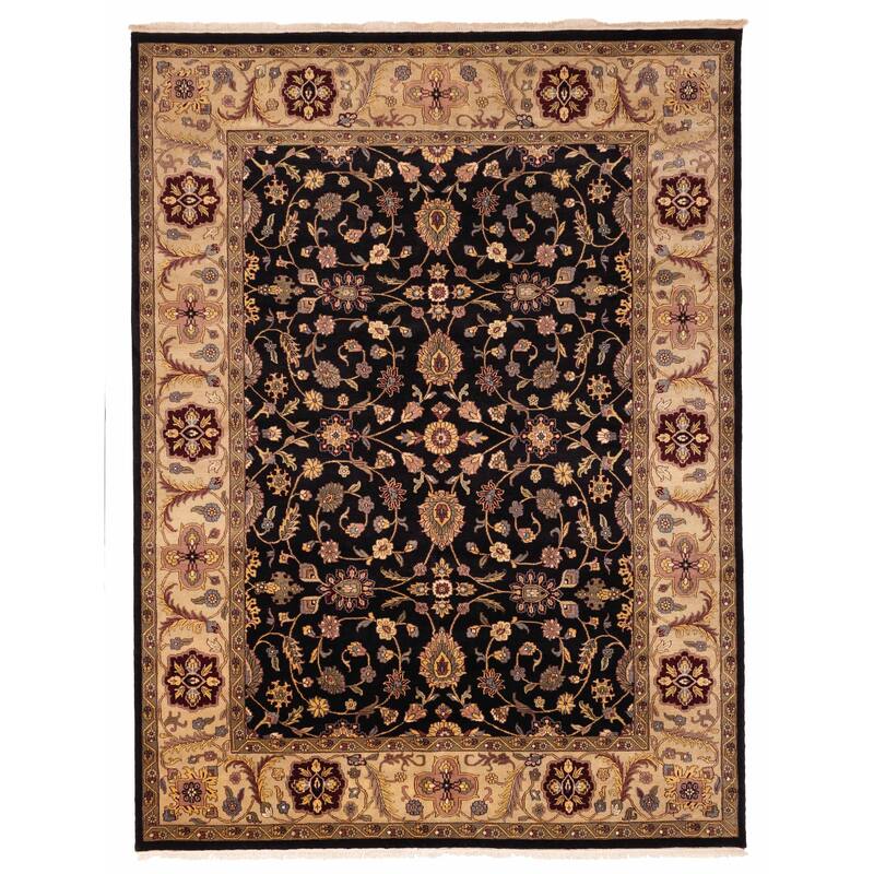 ECARPETGALLERY Hand-knotted Finest Agra Jaipur Black Wool Rug - 7'10 x 10'2