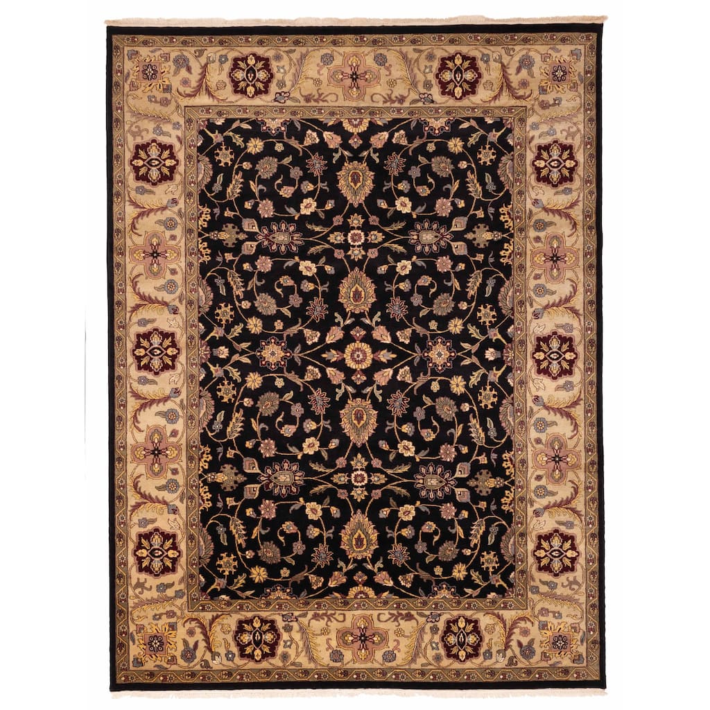 ECARPETGALLERY Hand-knotted Finest Agra Jaipur Black Wool Rug - 7'10 x 10'2