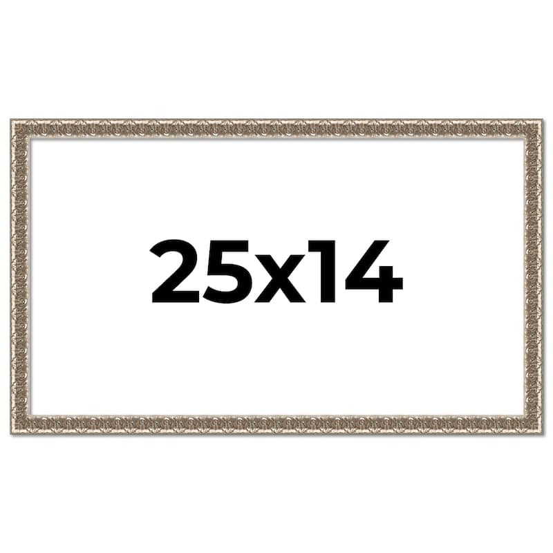 25x14 Frame Silver Versailles Ornate Solid Wood Picture Frame | 1 Inch