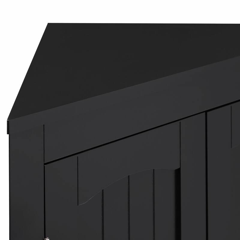 Corner Cabinet with Doors & Shelves: Ideal for Bathroom, Kitchen, or Living Room. Stylish Free-Standing Storage
