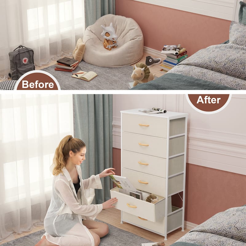 6 Drawers Vertical Dresser Storage Tower Cabinet Organizer Unit for Bedroom