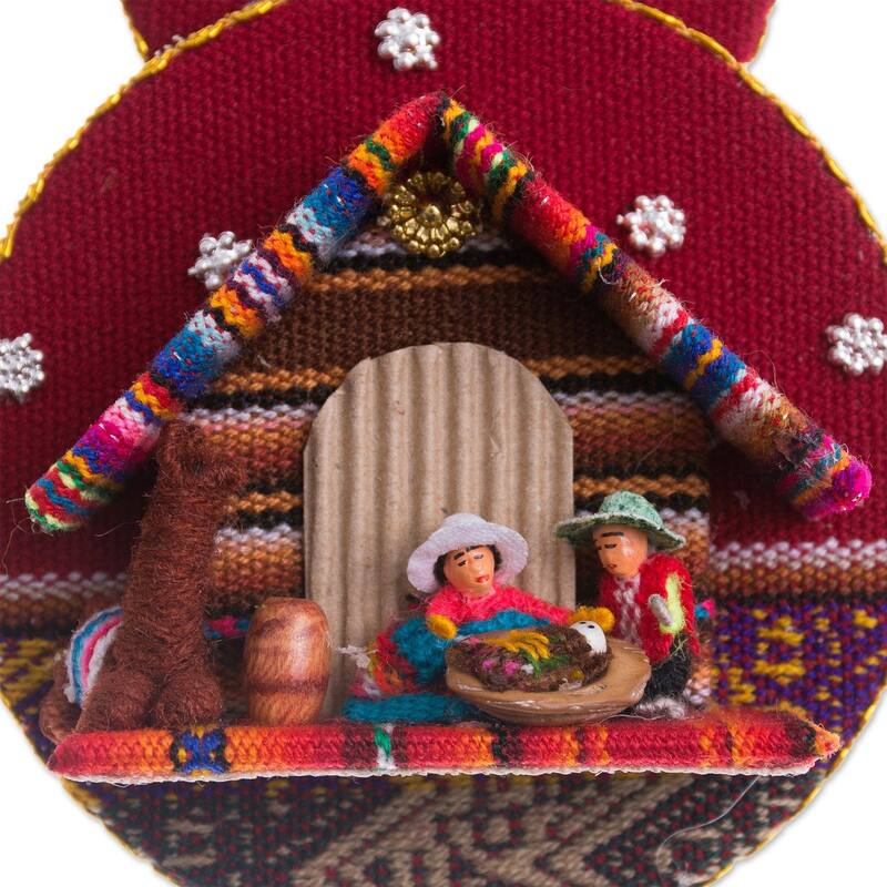 Novica Handmade Nativity In The Andes Fabric Ornament