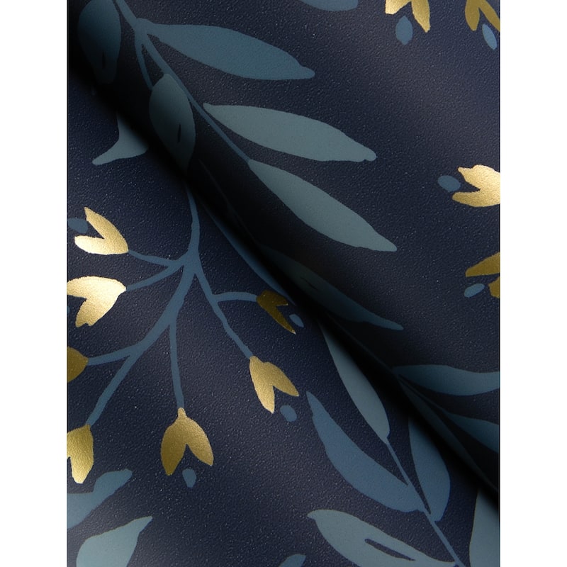 Chesapeake Senna Navy Budding Vines Wallpaper