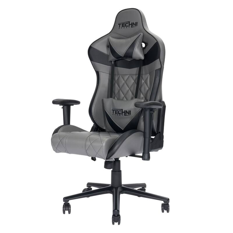55.25" Gray Black Techni Sports XL Comfortable Gaming Chair