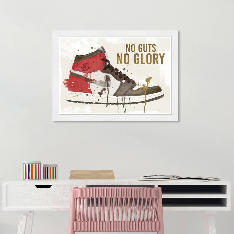 Wynwood Studio Prints Sports and Teams No Glory Sneaker White and Cream White Modern & Contemporary Wall Art Canvas Print - White