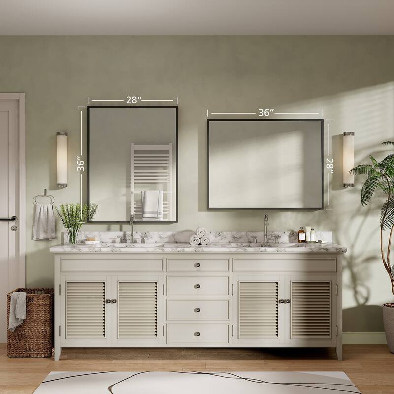 Tempered Glass and Metal Framed French Cleat Mounted Wall Bathroom / Vanity Mirror